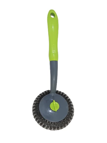 Timber Kitchen Cleaning Brush Long Handle Steel Ball Brush To Remove Grease