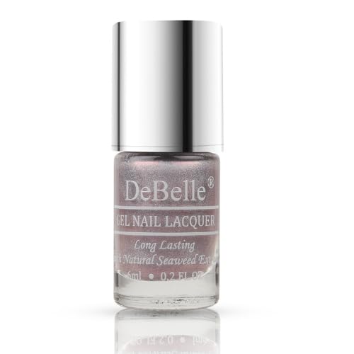 Image of DeBelle Gel Nail Lacquer Awesome Andrea(Metallic light purple nail polish)| Non UV - Gel Finish |Chip Resistant | Seaweed Enriched Formula| Long Lasting|Cruelty and Toxic Free| 6ml