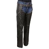 Milwaukee Leather MLL6516 Women's Classic Black Rub-Off Low Rise Premium Leather Chaps - Medium