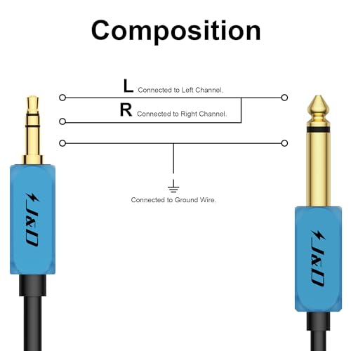 J&D 1/4 inch TS to 3.5mm TRS Cable - Image 3