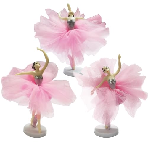 3 figuras de bailarina bailarina, decoración de tartas de ballet, decoración de pastel de bailarina en miniatura, decoración de tartas, maceta, manualidades, suministros para decoración de cumpleaños