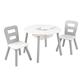  Runder Tisch und Stuhl 2-Set, grau