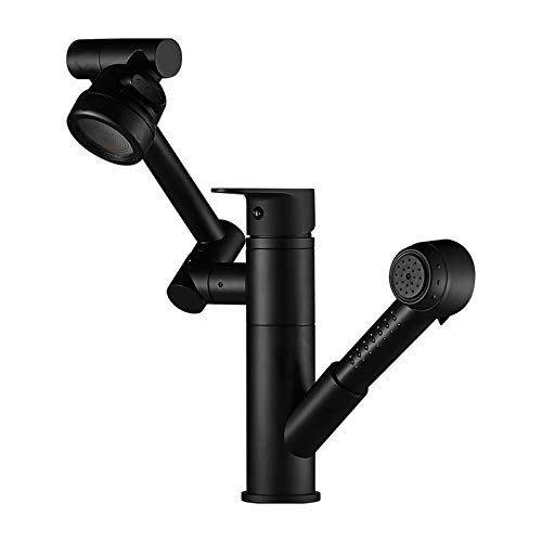 Grifo de cocina negro con rociador extraíble Grifo de cocina de latón Grifo mezclador de cocina plegable giratorio Grifo monomando para fregadero de cocina con rociador de 3 modos Grifo mezclador para