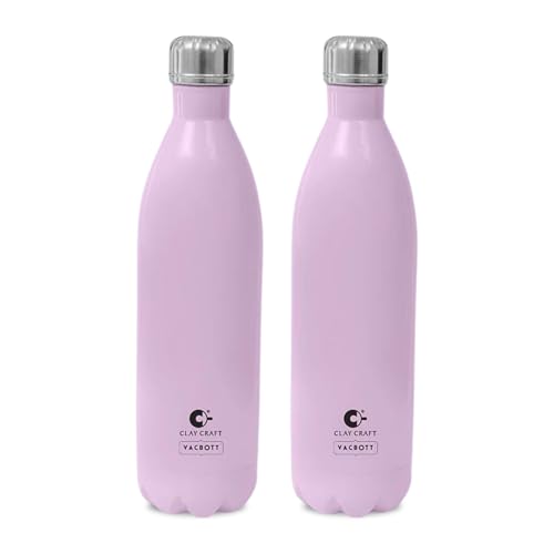 Image of CLAY CRAFT VACBOTT Stark Double Walled 18 Hours Hot and 24 Hours Cold Water Flask Bottle-1000ML, 2-Piece(Blush Pink) Leak Proof|Easy to Carry|Gym Bottle|Home|Kitchen|Hiking|Travel Bottle|BIS Certified