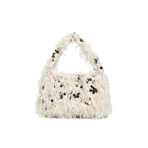 Sac à bandoulière convertible beige en polyester à plumes pour femme taille unique