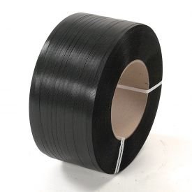 PAC Strapping 4828826B65 1/2" x .028" Dry General Purpose Black Machine Grade Polyester Strapping, 6500 Length