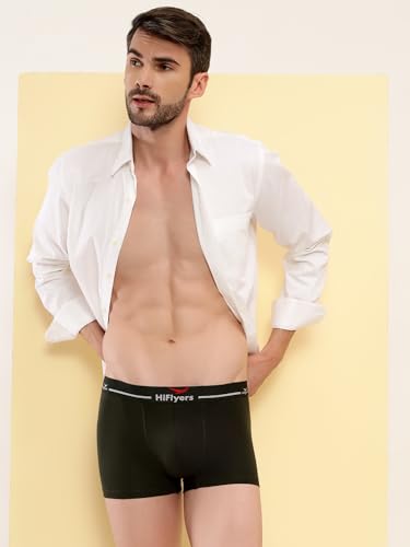 Image of HiFlyers Men's Cotton Spandex Odour-Free, Long Lasting Comfort, All Day Fresh and Confidence Dark Knight Collection Solid Trunks