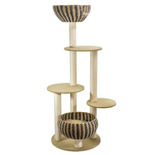 UTMACH Confortable Arbre à Chat à Plusieurs Niveaux, Grand Support d'escalade pour Chats d'intérieur, Arbre d'activité pour Chats Multifonction avec griffoirs Fort
