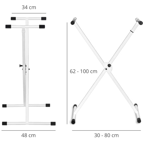 Classic Cantabile X-Keyboardständer (höhenverstellbar in 5-Stufen, klappbar, zerlegbar, stabil) Weiß
