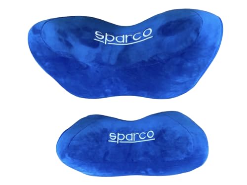 Image of Sparco Neckrest Pillow Universal Comfortable Head-Rest Neck-Rest Pillow Adjustable Cervical Universal, Blue, 1 piece
