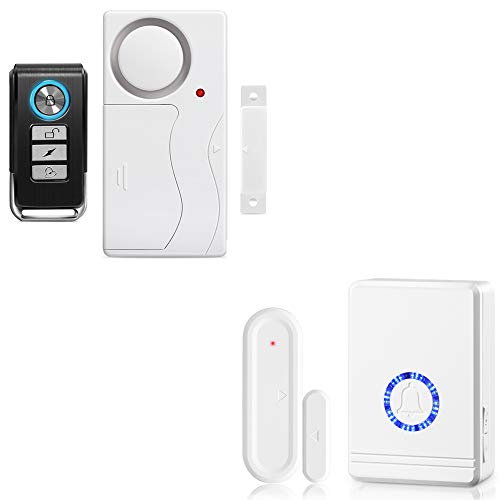 Wsdcam Door Alarm Sensor with Remote & Wireless Door Open Sensor with Plug-in Chime