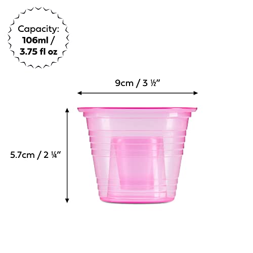 Matana 150 Neon Plastic 3.75Oz Party Bomb Shot Glasses With 1Oz Inner Shot Cups - Sturdy, Disposable & Reusable #TOP4