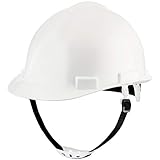 NoCry Heavy Duty Hard Hat - Construction Safety Helmet with Adjustable 4-Point Suspension System, 2-Inch Brim. White