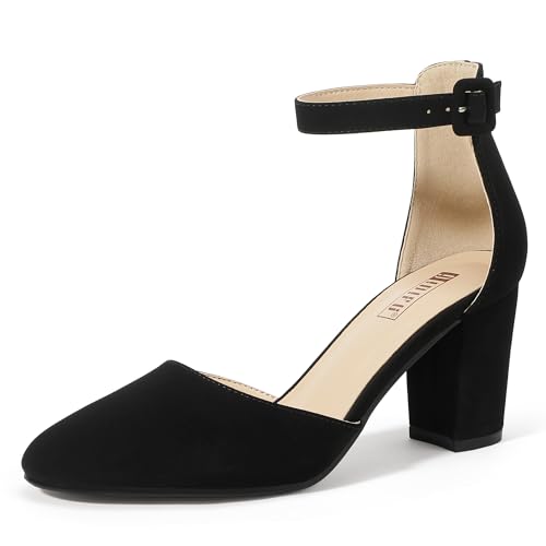 IDIFU IN3 Closed Toe Heels for Women High Chunky Block Heels