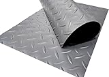 Revestimiento de Caucho Antideslizante | Suelo de Goma PVC Gris 1mm Diseño Estrias (100_x_300_cm)