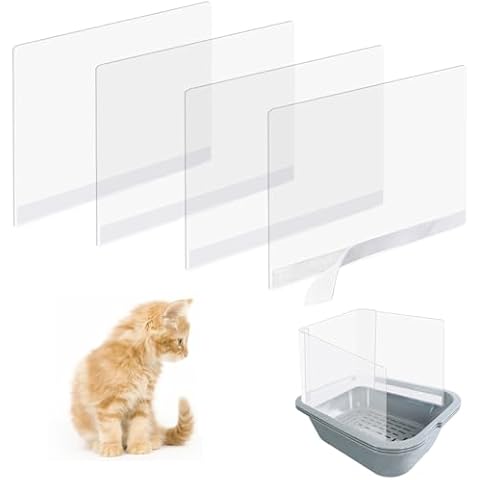 Cat Litter Box Splash Guard Pee Shields - Anti-Splashing Reusable High Sided Litter Box High Wall Cat Toilet Training Kit for Open Top Litter Pan (Litter Box Not Included) (4 PCS) Cover