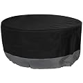 Sunnydaze Heavy Duty Round Outdoor Fire Pit Cover with Drawstring - 300D Polyester Material - Black/Gray - 40-Inch x 18-Inch