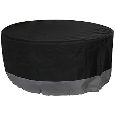 Sunnydaze Heavy Duty Round Outdoor Fire Pit Cover with Drawstring - 300D Polyester Material - Black/Gray - 40-Inch x 18-Inch
