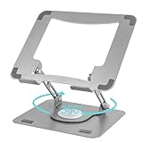 ノートパソコンスタンド 折りたたみ式 360°回転 ノートPC スタンド iPadスタンド角度/高さ無段階調節 人間工学 安定 放熱 姿勢改善 腰痛/猫背改善 PC/MacBook/ラップトップ/iPad/タブレットなどに対応 (シルバー)
