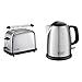 Russell Hobbs 23310 56 Tostapane a 2 Fessure Senza Pinze in Acciaio Inox, 1200 W, Grigio/Nero & 24991 70 Bollitore Compatto Adventure, Capacita 1L, Filtro Anticalcare, 2400W, Acciaio Satinato