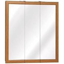 Zenith Products 23-3/4" W X 25-5/8" H X 4-1/2" D 24" Oak Frame Triview Medicine Cabinet MDF Body