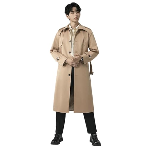 Trench Homme Vintage Long Ceinture Veste Mi-Saison Kaki Taille M