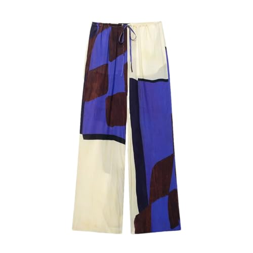 Women's Printed Hanging Collar High Waist Pants Set Irregular Backless Top Printed Pants Set