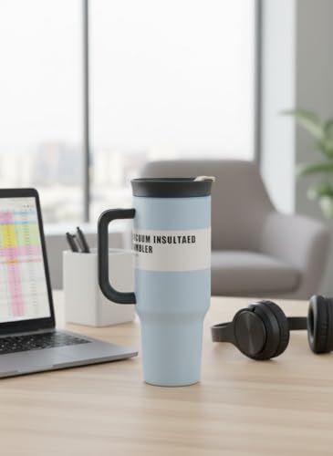 Image of HomeCloud 1200ml Insulated Coffee Tumbler with Lid - Double Wall Travel Mug for Hot & Cold Drinks, Leak-Proof, Durable, Portable, Stylish Stainless Steel Design (SkyBlue)