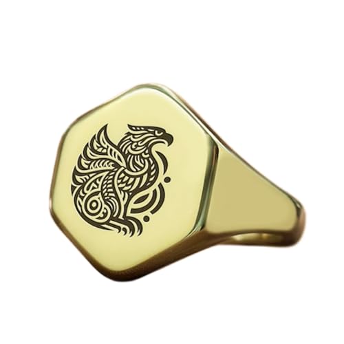 Bague griffon hexagonale, le bijou cadeau idéal en argent 925 plaqué or avec boîte