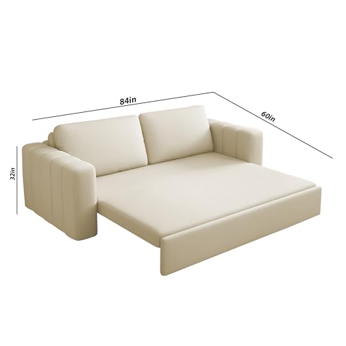 Image of Cisco 3 Seater Sofa Cum Bed for Living Room (Cream) Premium Fabric Sofa Cum Bed Sofa Set