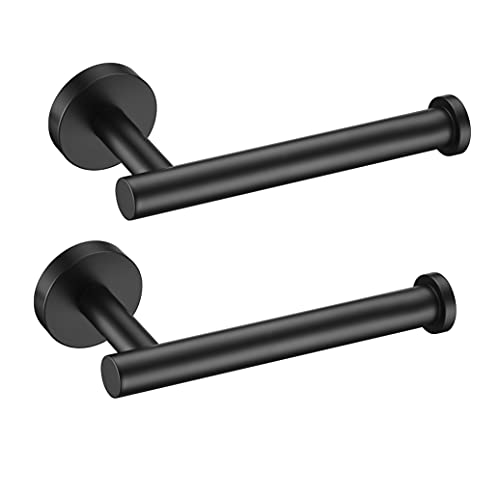 Nolimas Matte Black Toilet Paper Holder SUS304 Stainless Steel Half Open Round Wall Mount Rustfree Bathroom 5 inch TP Holder Washroom Kitchen Tissue Roll Dispenser 2Packs