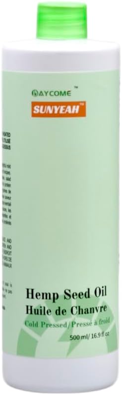 SUNYEAH Cold Pressed Hemp Seed Oil, Canadian, Keto Friendly (500 ml)