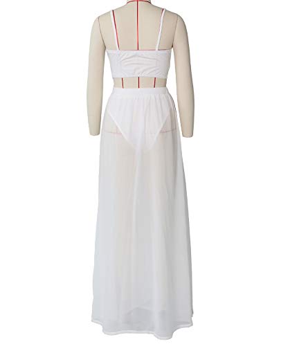 Rela Bota Women's Sexy Summer 2 Piece Maxi Chiffon Dress Crop Top Skirt Set Beachwear White Xxl #TOP3