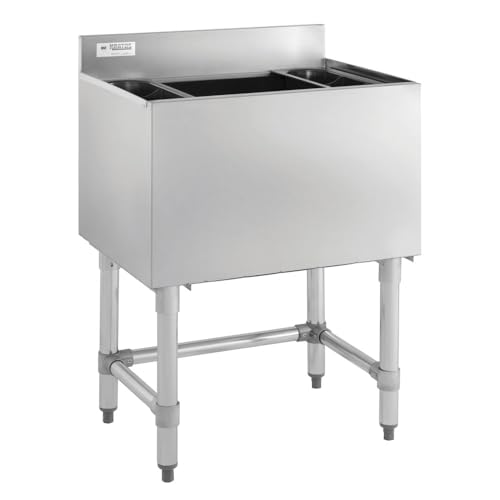 Kratos Commercial Underbar Ice Bin with Bottle Holders -Stainless Steel, 18"x24" (32L-005)