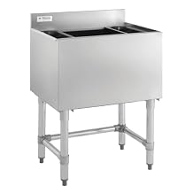 Kratos Commercial Underbar Ice Bin with Bottle Holders -Stainless Steel, 18"x24" 32L-005