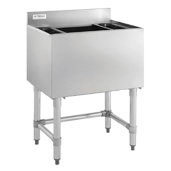Kratos Commercial Underbar Ice Bin with Bottle Holders -Stainless Steel, 18"x24" 32L-005
