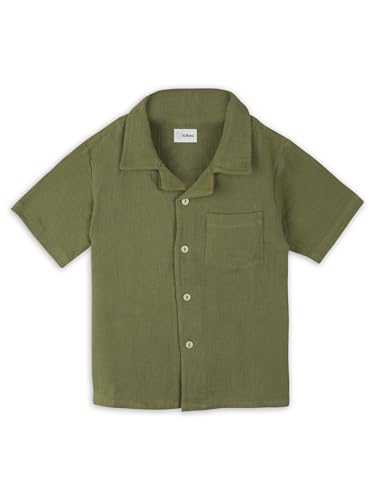 Image of Kidbea Organic Cotton Shirt & Pant Co-ord Set for Kids | Elegant & Comfortable Summer Wear | Stylish Half Sleeve Shirt with Bow & Comfy Shorts