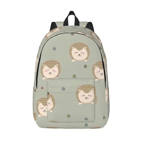 XLEWSIEU Mochila de lona con estampado de erizos, duradera y elegante, correas ajustables, perfecta para la escuela, viajes y actividades al aire libre, Negro, S