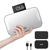 RENPHO Portable Rechargeable Scale for Body Weight, Travel Weight Scale with Travel Makeup Mirror, Slide-Out LED Display, Digital High Accurate Scale for Traveling, 400lbs, Core Go, 8.98