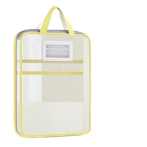 OGXN ジッパー式ファイル袋 連絡袋 ファイルケース ドキュメントポーチ ジッパーポーチドキュメントバッグ 大きく開く ファスナー 仕切り付き メッシュ製 半透明 マチ付き 大容量 防水 縦型 取っ手付き 書類整理 分類収納 持ち運び便利 通勤用 出張用