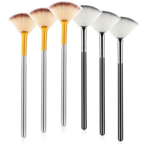 Amabro 6PCS Facial Fan Mask Brushes, Ultra Slim Soft Facial Applicator Brushes Esthetician Facial Fan Beauty Long Handle Brushes Professional Cosmetic Tools for Mud Cream, Peel