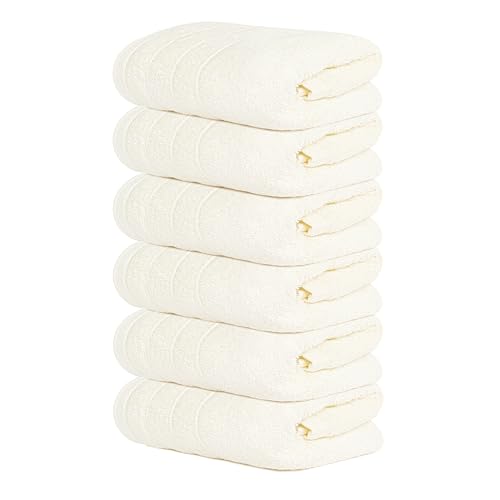 Image of Tens Towels Pack of 6 Hand Towels, 100% Cotton, Lighter Weight, Quick to Dry, 16 x 28 Inches, Super Soft & Absorbent, Perfect for Bathroom & Kitchen, Cream