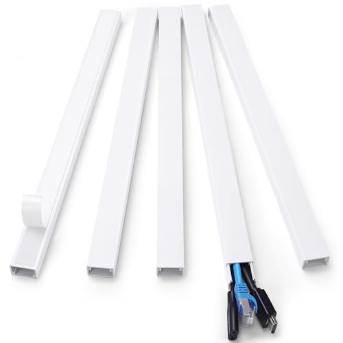Image of ZhiYo Cord Hider 71in(5 x L14in), Cord Covers for Wires on Wall, Cable Hider for Wall Mounted TV, Wire Cover for 2-4 Cords, Paintable Wire Concealer, Easy Cable Management, W0.95in H0.55in, White