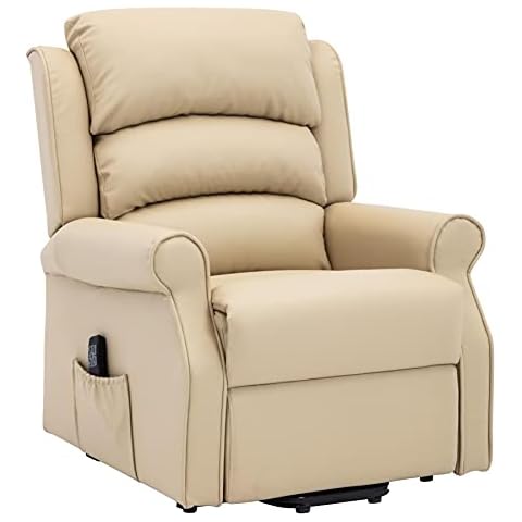 The Perth - Dual Motor Riser Recliner Mobility Chair in Cream Plush Faux Leather Cover