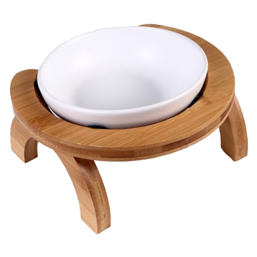 Levemolo ペット用食器 傾斜付き防打翻ボウル 木製スド付き 衛生的で耐久性に優れ ペットの飲食を快適に