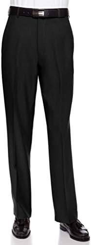 RGM Men's Flat Front Dress Pant Modern Fit - Perfect for Every Day! Black 48W x 32L