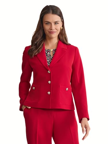 Kasper Plus-Size Stretch Crepe Three Button Blazer