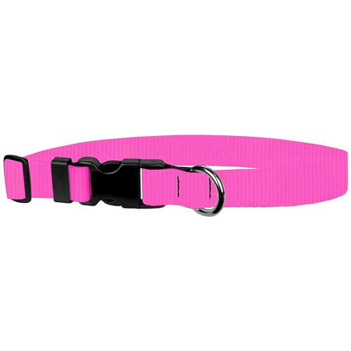 Image of Dog Collar - Colored Adjustable Pet Collars, 1 Inch Wide, Extra Large, Hot Pink