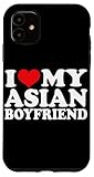 Carcasa para iPhone 11 Amo a mi novio asiático, Corazón asiático