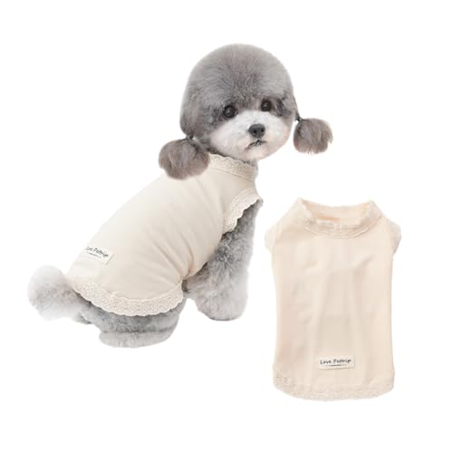 犬 服 クール ひんやり 夏服 接触冷感 抗菌 防臭 涼しい タンクトップ Tシャツ 伸縮性 通気性 吸水速乾 着脱簡単 軽量 可愛い おしゃれ 小型犬 お散歩 お出かけ ドッグウェア ペットウェア COTEN (クリーム, L)